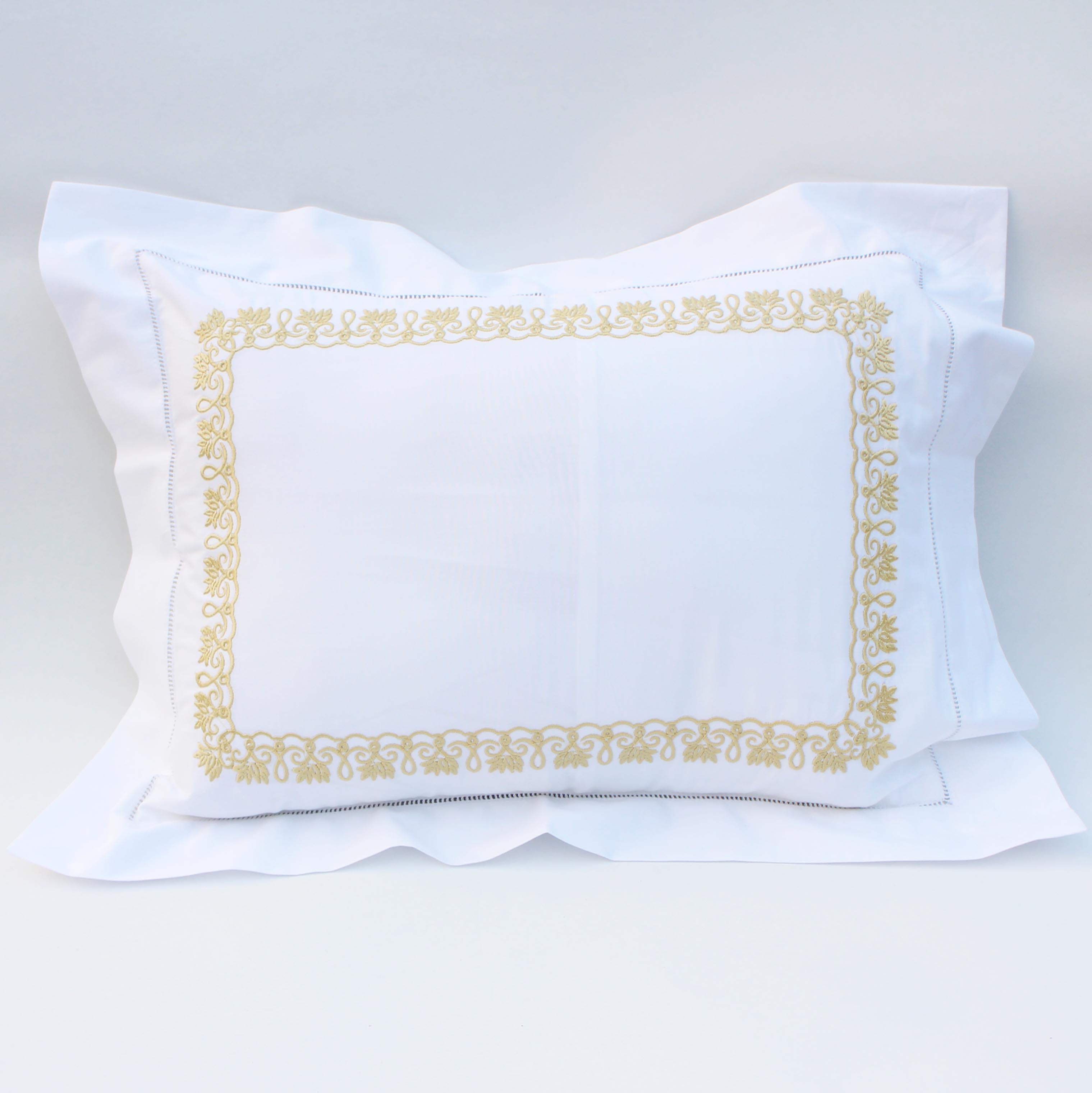 Embroidery cotton  decorative pillow with hemstitch